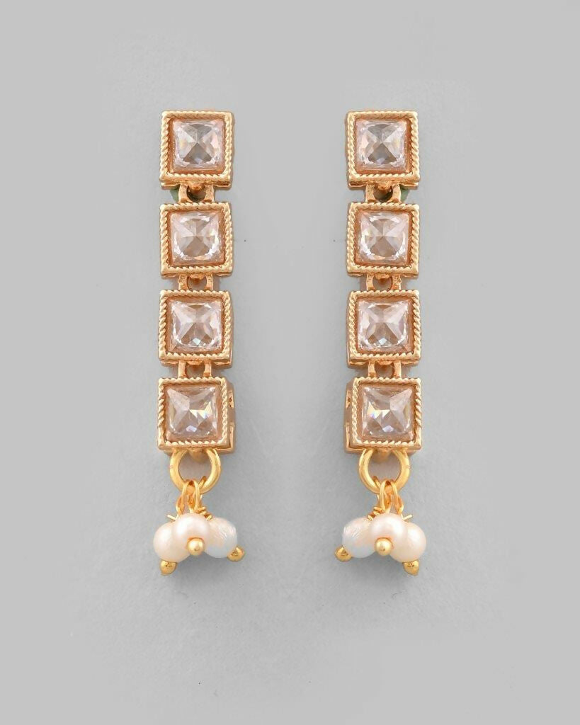 VOJ Gold Tone Stone Studded Choker With Earrings Set