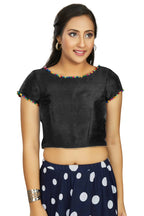 Aastha Fashion Women's Black Art Silk Designer Party Wear Readymade Blouse