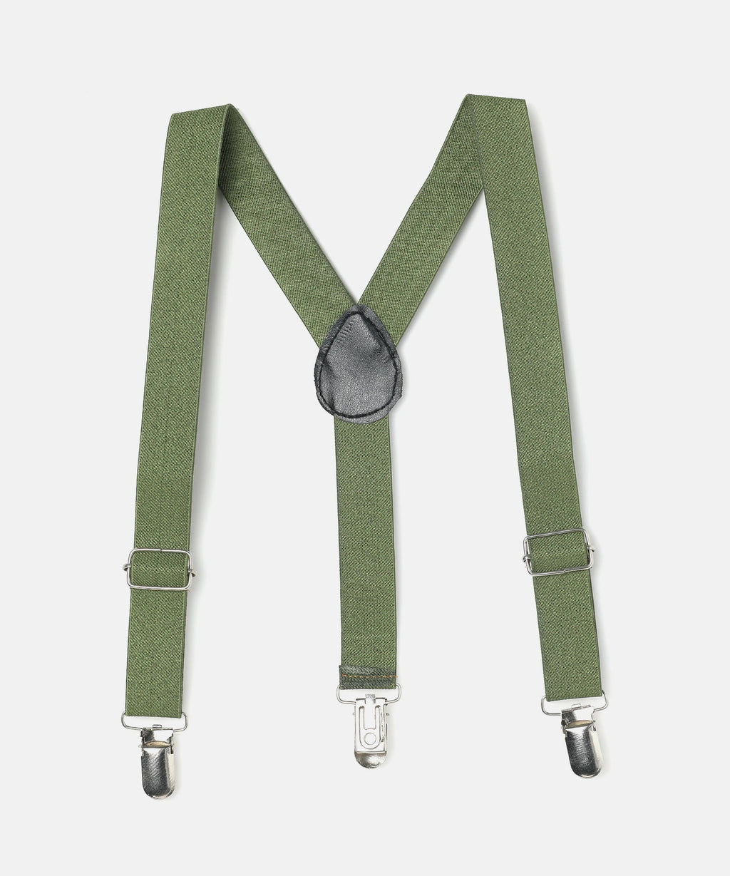 Manet Boys Solid Suspenders - Olive Green