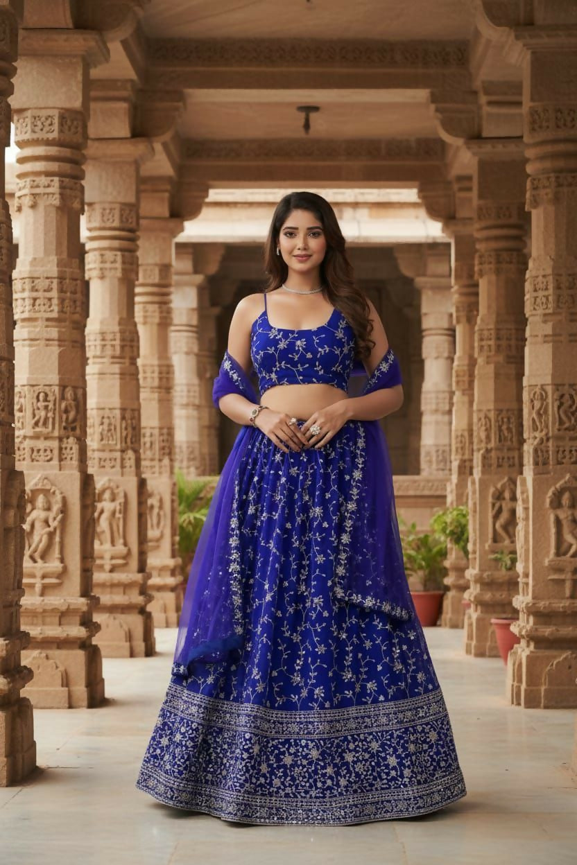 Lehenga Mart Designer Indian Wedding Lehenga Choli-Blue - Distacart