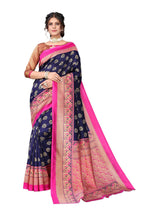 Vamika Navy Blue Printed Art Silk Saree