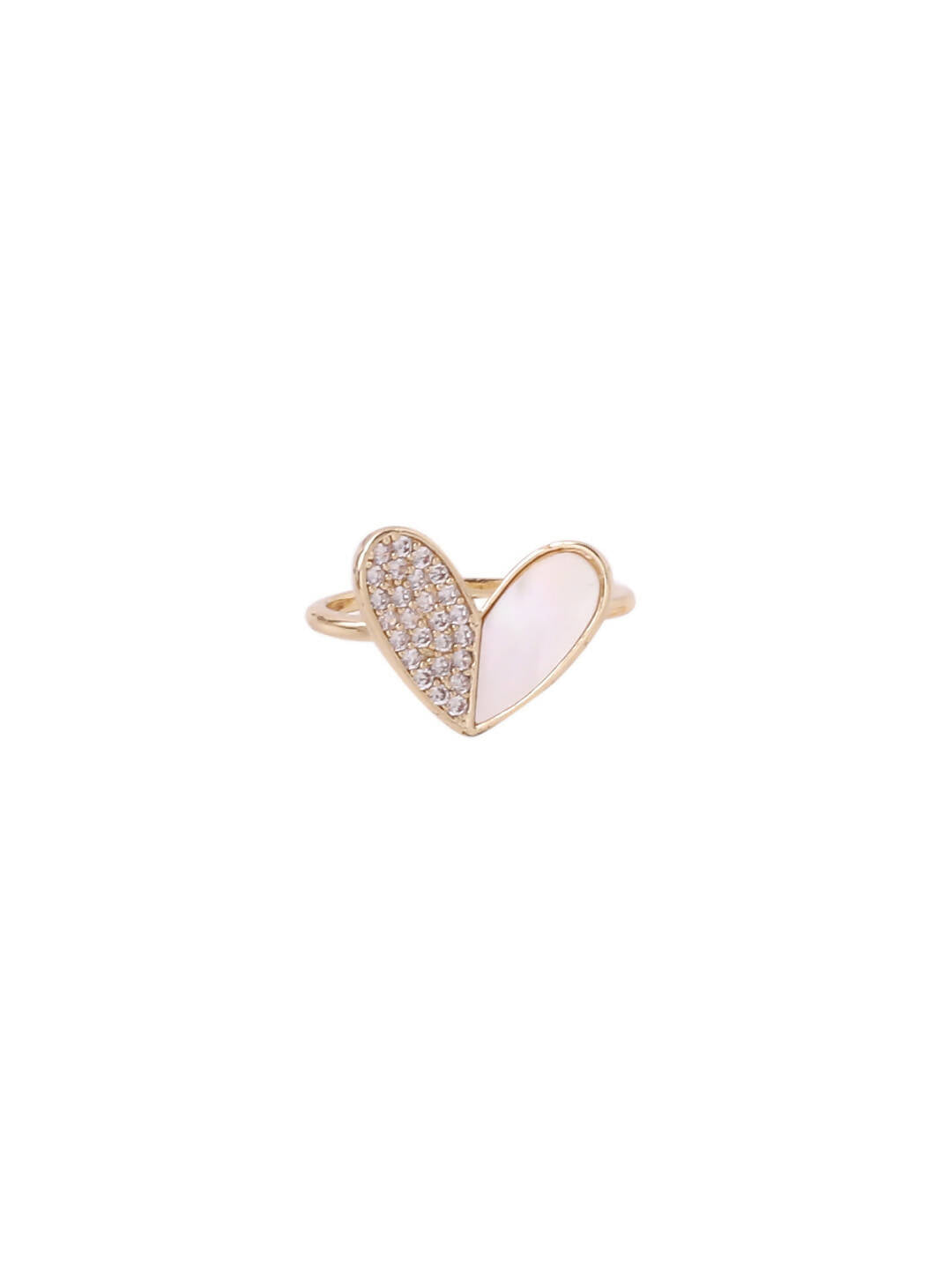 NVR Women's Gold-Polished Stylish Ring With Ad Stones