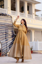 Teeya Creation Multi Color Pure Banarasi Viscose Wedding Wear Long Gown - Distacart