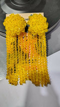 Inhanns Handmade Crystal Waterfall Earrings - Long - Yellow - Distacart