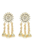Mominos Fashion Johar Kamal Golden Plated Earrings With Kundan & Pearls - Distacart