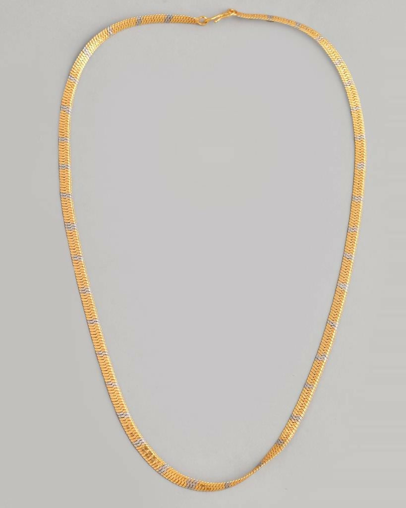 VOJ Dual Toned Self Designed Gold-Polished Chain For Men
