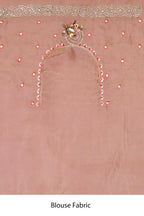 Pink Net Organza Silk Thread Emboidered with Stone Work Saree - Nimaya Benzy