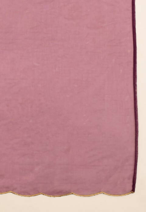 FIORRA Women's Wine Georgette Anarkali Kurta With Dupatta