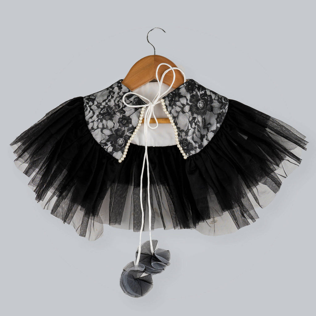 Pink Cow Fashions Black & White Shrug With Frill