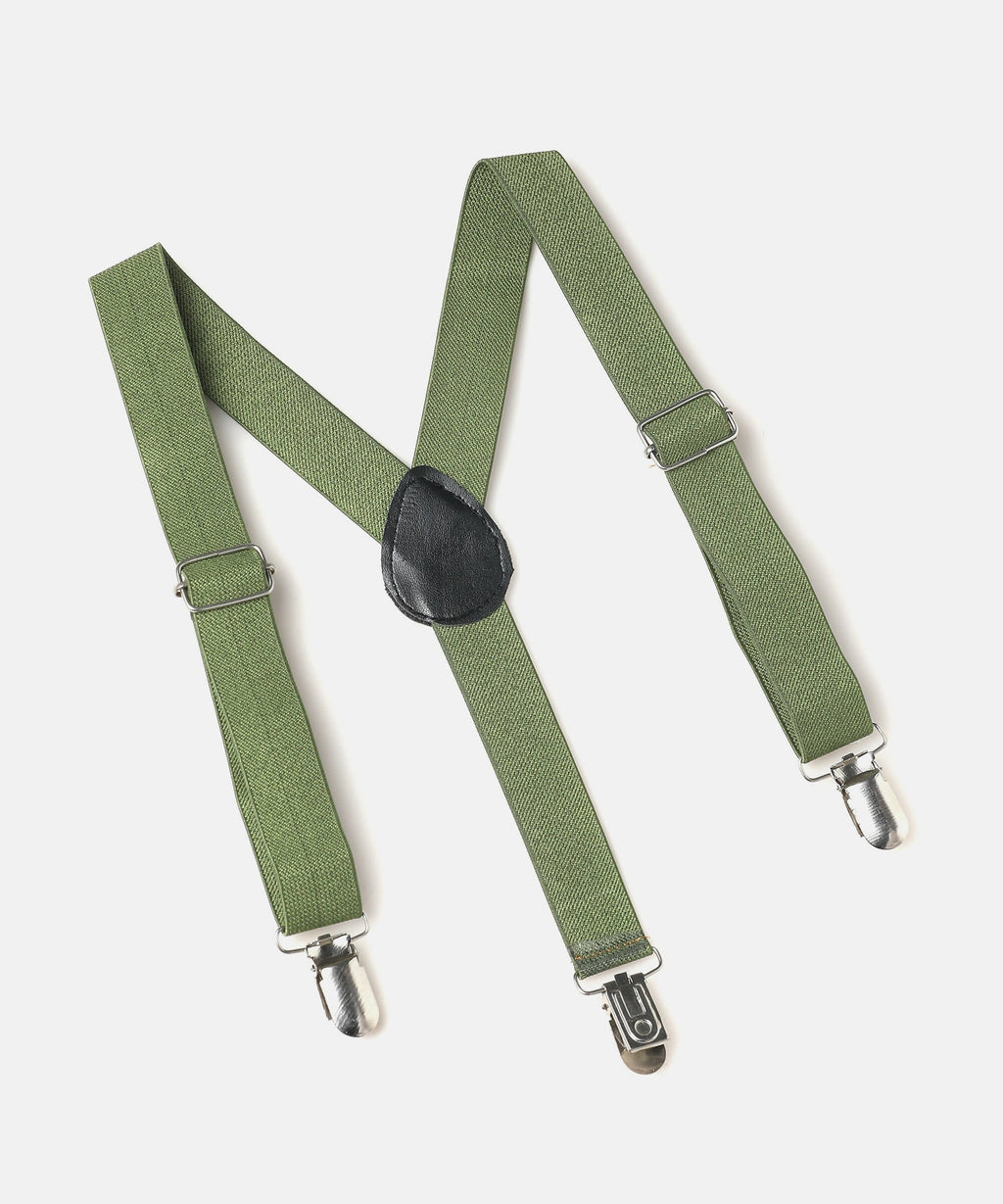 Manet Boys Solid Suspenders - Olive Green