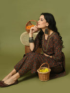 Myshka Women's Multi Printed Cotton Straight Party Kurta Set