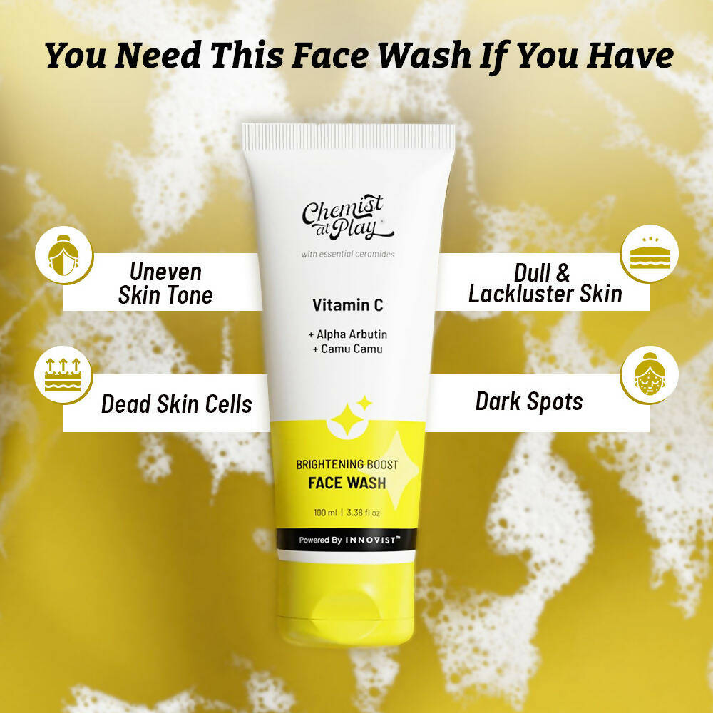 Chemist At Play Vitamin C Brightening Boost Face Wash, Cleans Oil & Dirt, Fades Dark Spots