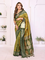 Aastha Fashion Pista Green South Soft Silk Zari Weaving Saree - Distacart