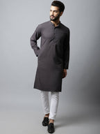 Even Apparels Black Color Pure Cotton Men's Kurta With Band Collar (CHK1166) - Distacart