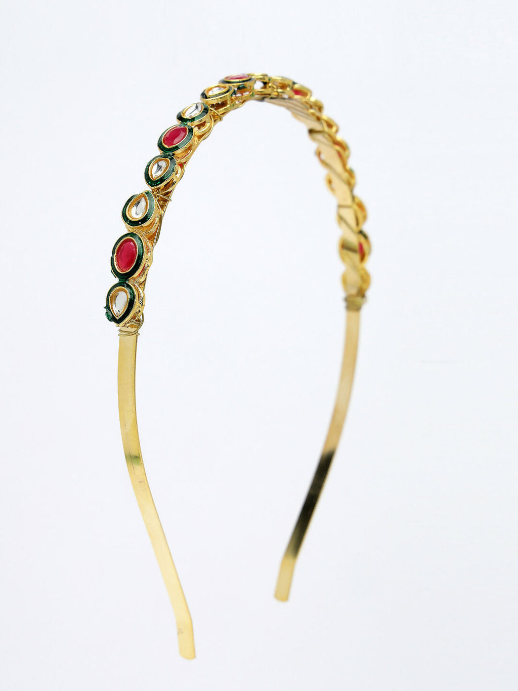 NVR Women's Multi colour Kundan Gold-Polished Embellished Hairband