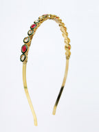 NVR Women's Multi colour Kundan Gold-Polished Embellished Hairband
