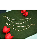 NVR Pearl Studded Classic Gold-Polished 2 Line Ear Chain Ear Cuff