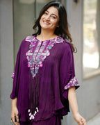 Joban Fashion wine Kurta Set Chinon Embroidery Sequence Work - Distacart