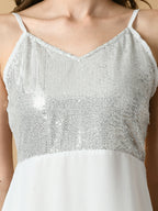 Myshka Women's White Solid Georgette Party Dress - Distacart