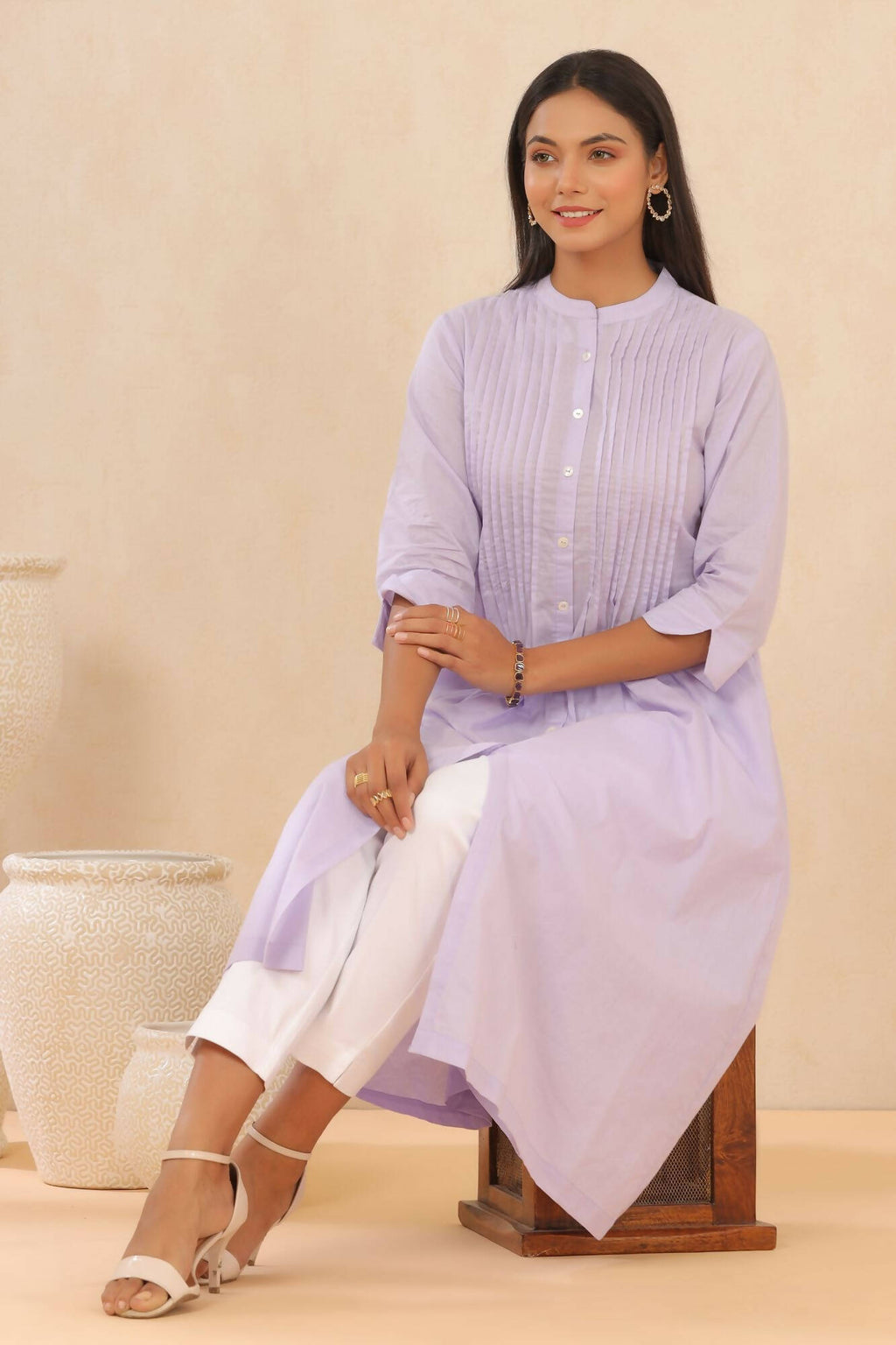 Juniper Women Lilac Cambric Solid A-Line Kurta - Distacart