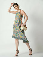 Myshka Women's Multi Floral Printed Fit and Flare Dress - Distacart