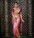 DEIANA'S Beautiful Designer Golden zari Soft Lichi Silk Saree - Peach