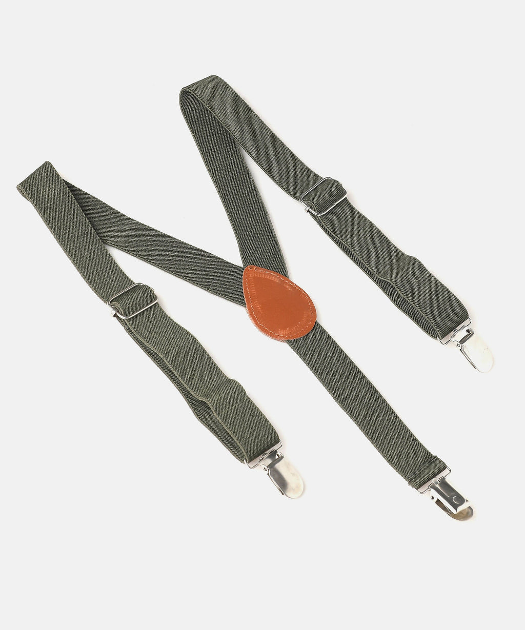 Manet Boys Solid Suspenders - Bottle Green