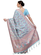Blue Silk Blend Woven Design Saree With Unstitched Blouse Piece - Aloki