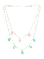 Beaded Green and Pink Motif Necklace - Ruby Raang