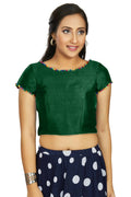 Aastha Fashion Women's Bottle Green Art Silk Designer Party Wear Readymade Blouse