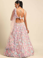 House of Panchhi Cream Net Sequins, Mirror and thread embroidery Lehenga choli & Dupatta