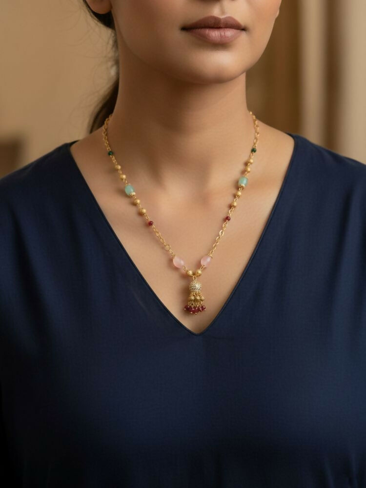 NVR Women Gold Plated Multicolour chain - Distacart