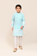 Joban Fashion Cotton Sky Blue Kurta With Straight Fit Pant