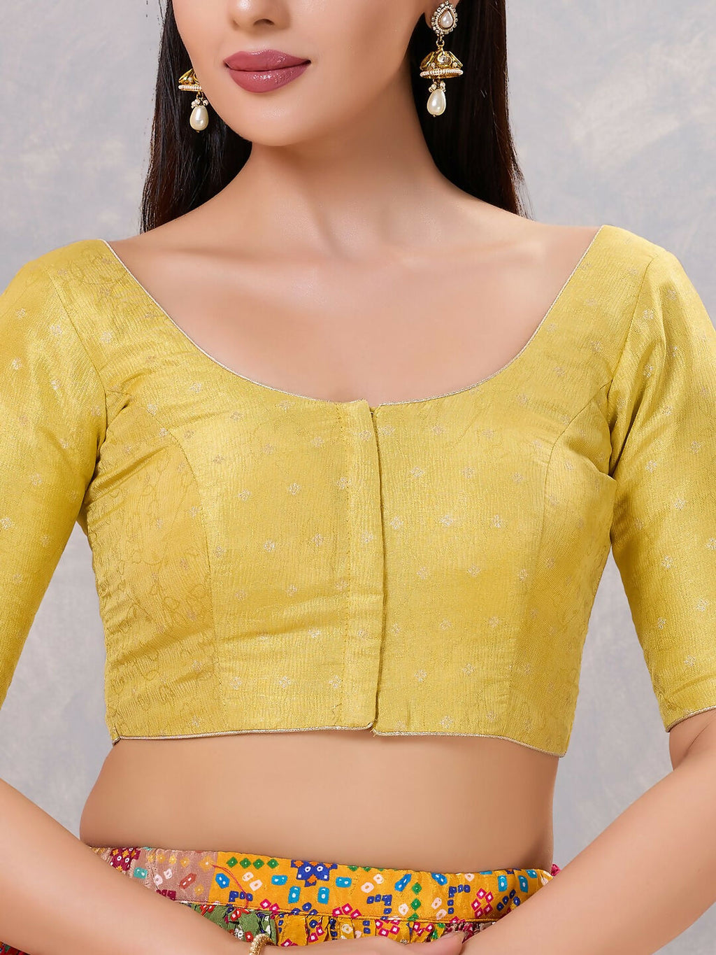 Joban Fashion Women Silk Yellow Stitched Blouse