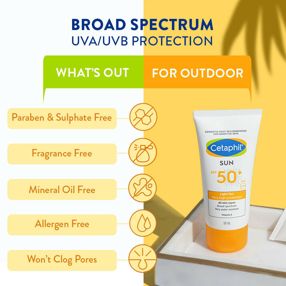 Cetaphil Sun SPF 50 Light Gel Mineral Base For Normal, Dry & Oily Skin - Distacart