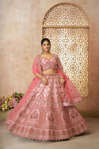 Kesar Fab Pink Silk Embroidered Lehenga