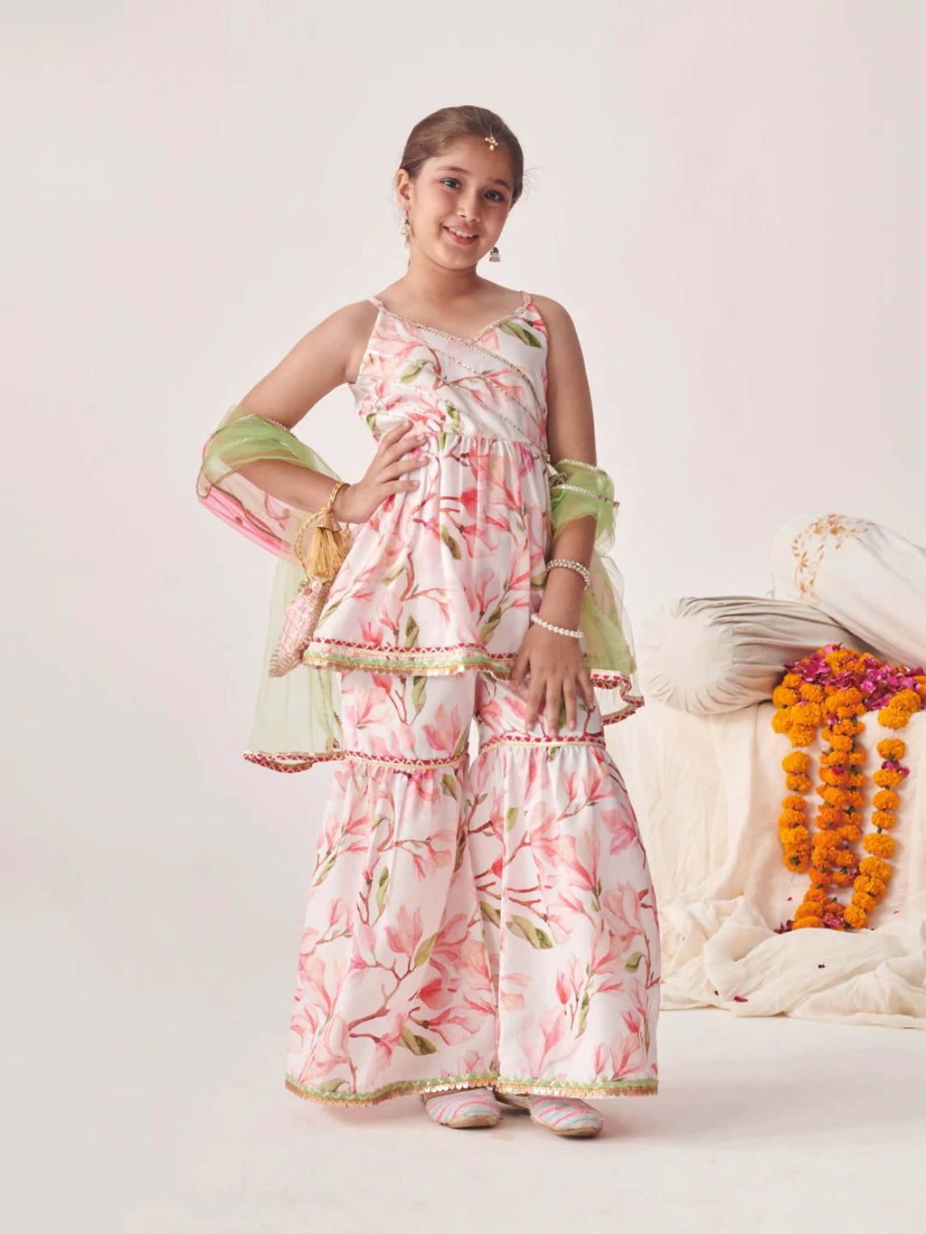 Joban Fashion Girl's Multi Color Sharara Set