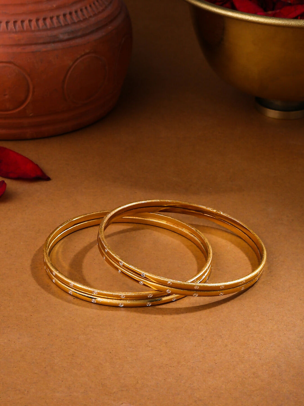 NVR Women's Set of 4 Gold-Plated Traditional Bangles - Distacart