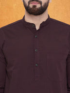 Even Apparels Men's Pure Cotton Maroon Kurta