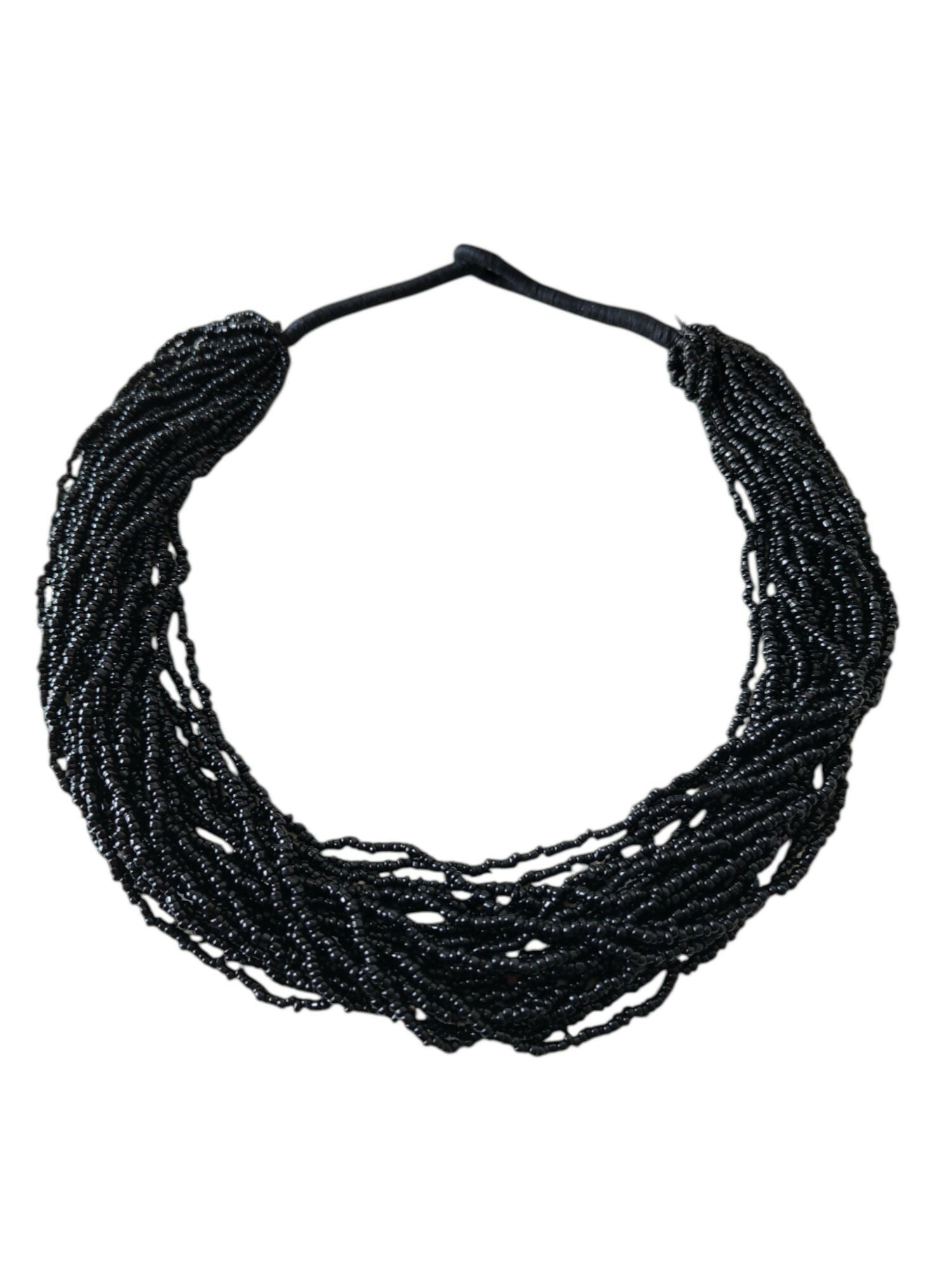 Inhanns Handmade Beaded Multilayer Necklace, 20 Layers - Black