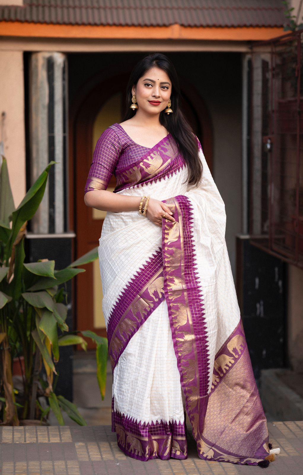 Lavender Silk Zari Woven Saree with Unstitched Blouse - Hiral Fashion