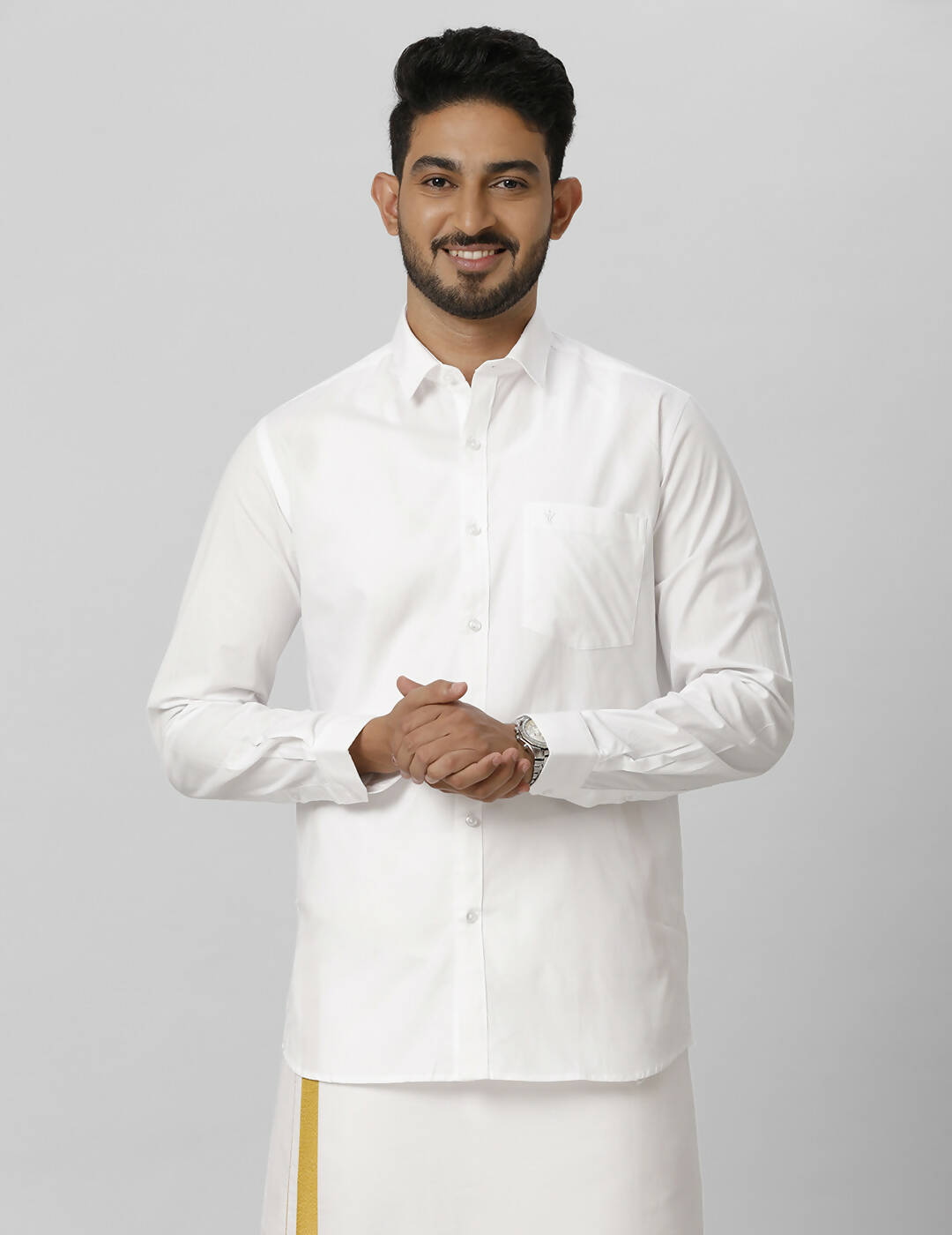 Ramraj Cotton Mens Fullsleeve White Shirt Pus Size