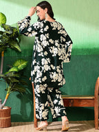 Sangria Printed A-Line Kurti With Trouser