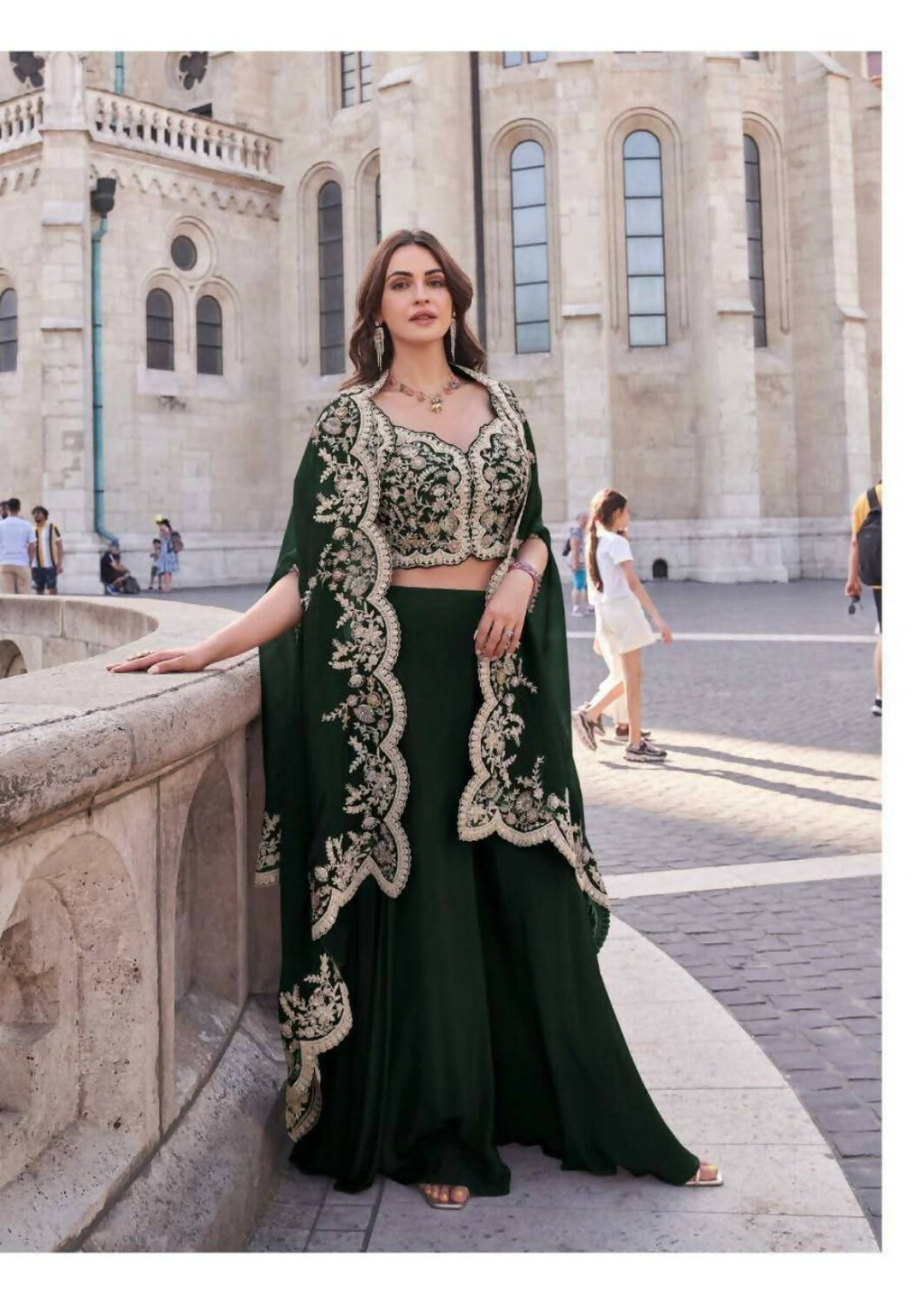 Anaita Green Real Premium Silk Stitched Shrug Suit with Embroidery Work - Distacart