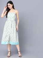 Myshka Multicoloured Floral Organic Cotton Crepe Midi Dress - Distacart