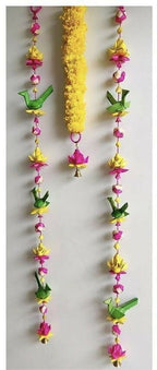 Shuddh Natural Hand Made Palm Leaf Lotus & Parrot Hanging - Distacart