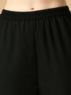 Myshka Women's Black Georgette Kurta With Trousers Party Sets