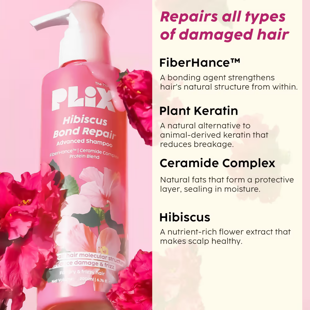 PLIX The Plant Fix Hibiscus Bond Repair Advanced Hair Oil & Shampoo