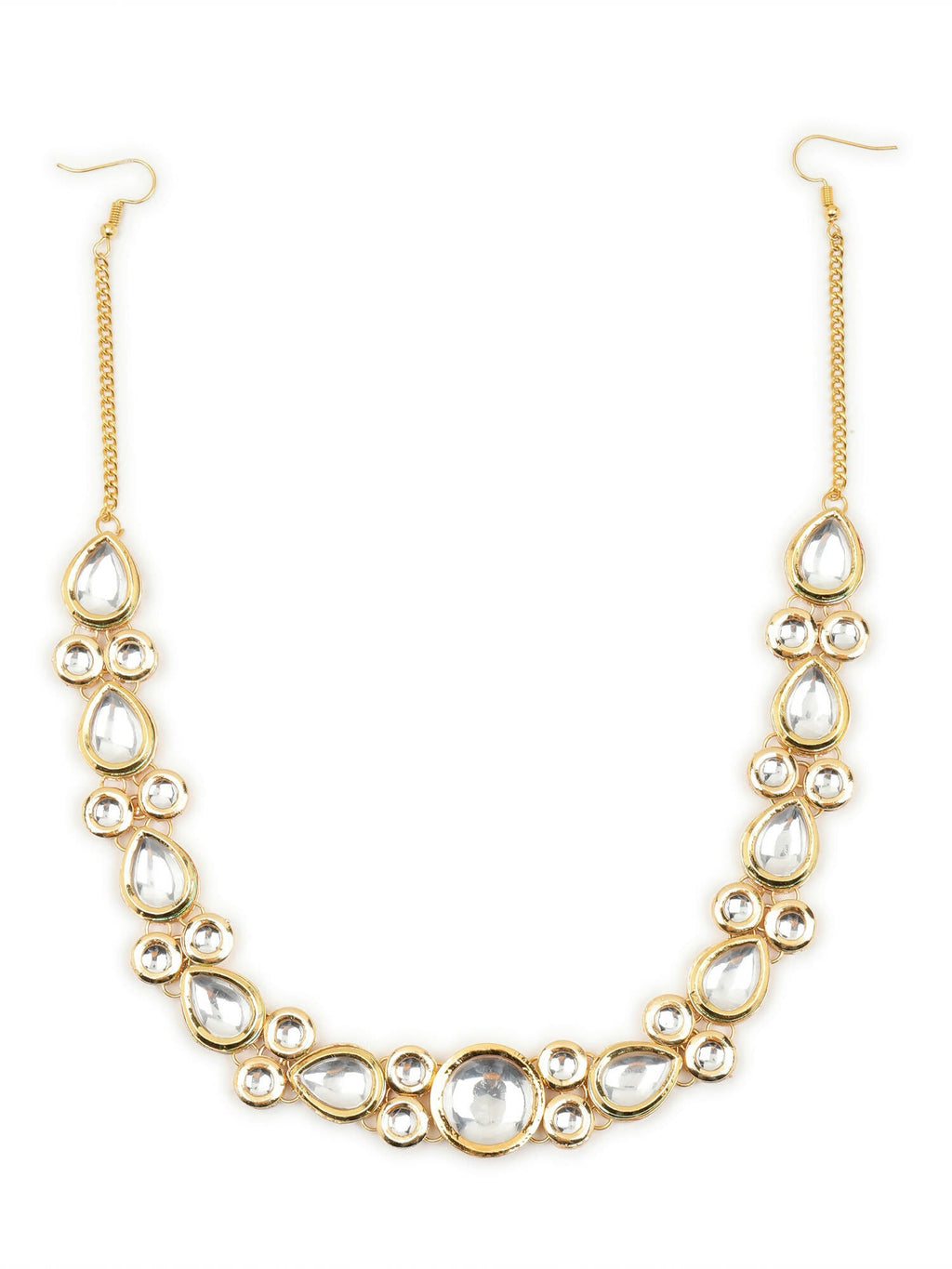 Gold-Plated White Kundan-Studded Hair Band - Ruby Raang - Distacart