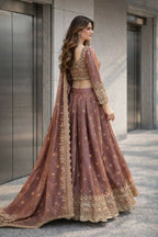 Teeya Creation Onion Color Fendy Satin Heavy Embroidery Work Wedding Wear Stitched Lehenga Choli - Distacart